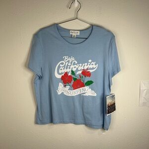 Outlaw Baja California Surfing Graphic T-Shirt XL Blue Casual Short Sleeve Tee